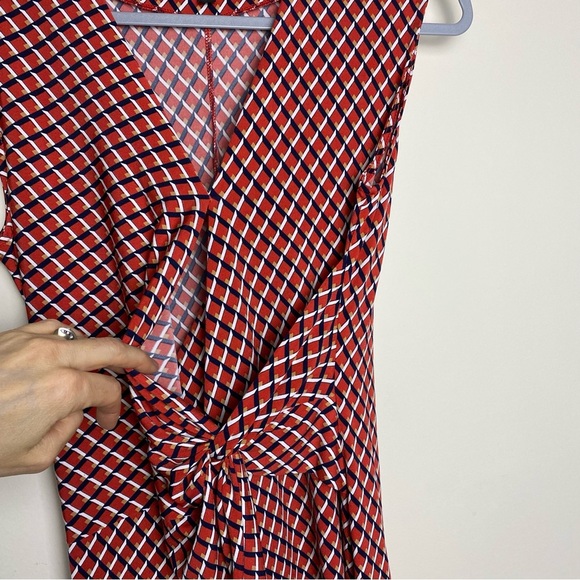 Banana Republic Factory Red Print Twist Faux Wrap Dress Women's Size M - Picture 8 of 14